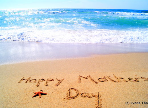 Beach photo of Mother's Day message